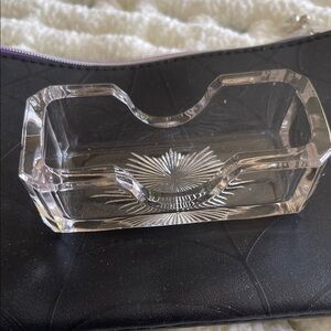 Antique, KRYS-TOL Business card/toothpick holder. Heavy glass. Etched. EUC